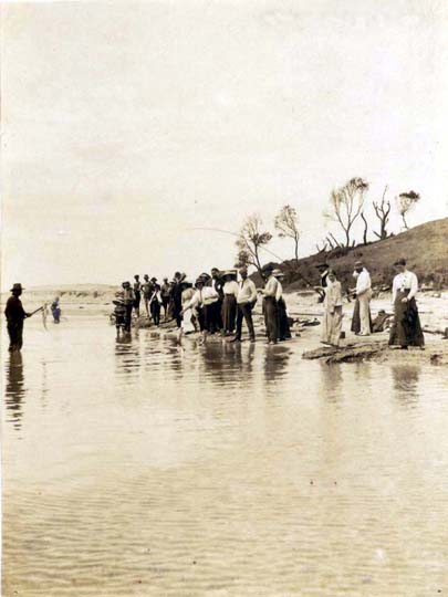 Fishing at The Entrance channel early last century.